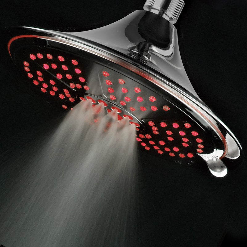 Hotel Spa Ultra-Luxury Extra-large 8 Inch Chrome Face 5-Setting Rainfall LED Shower-Head by Top Brand Manufacturer. Color of LED lights changes automatically according to water temperature - Image 5